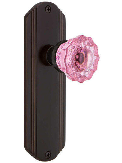 Streamline Deco Door Set with Colored Fluted Crystal-Glass Knobs